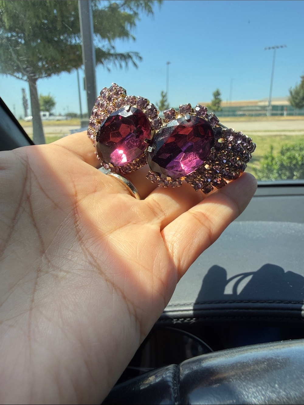 Vintage Amethyst Purple Crystal Cluster Bracelet - Vintage